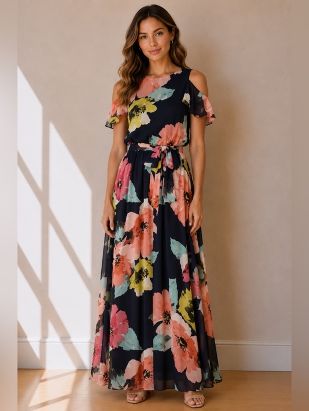 Vince Camuto floral printed Chiffon Maxi Dress